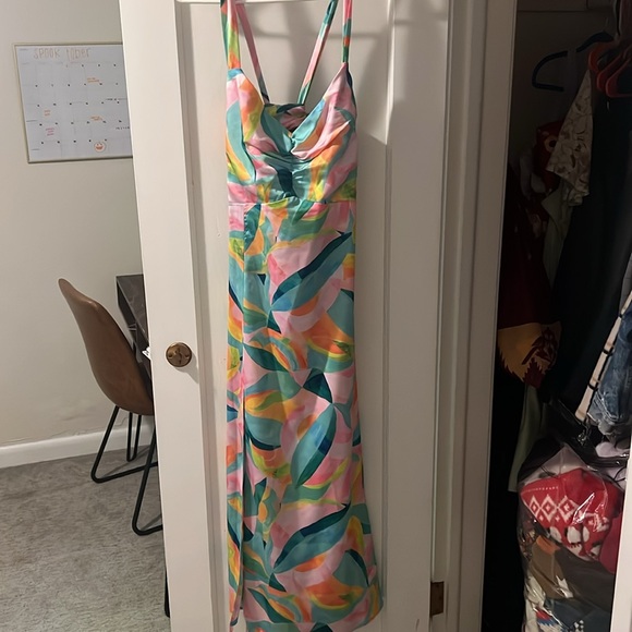 Colorful Show Me Your Mumu dress. Worn once, adjustable via the laced up back - Picture 4 of 7